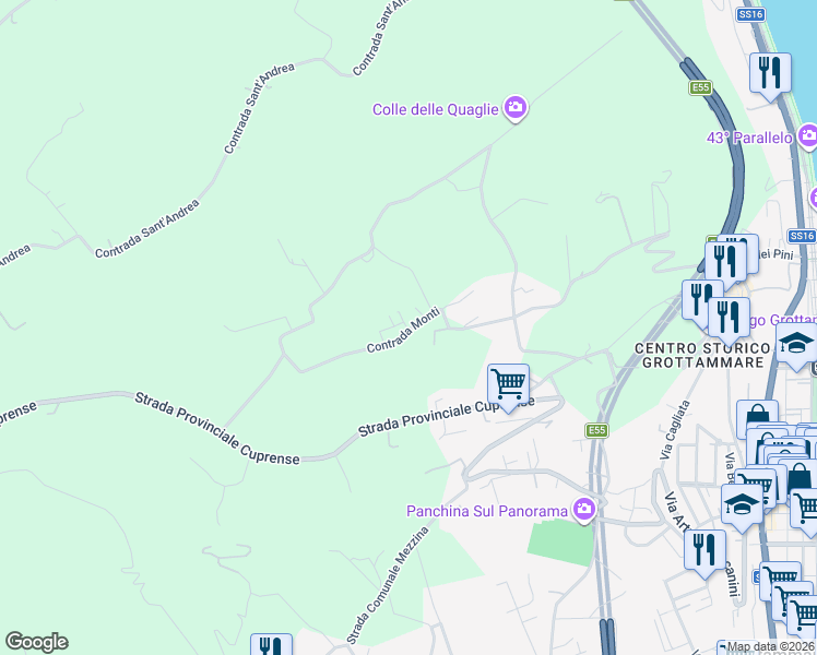 map of restaurants, bars, coffee shops, grocery stores, and more near 24 Contrada Monti in Provincia di Ascoli Piceno