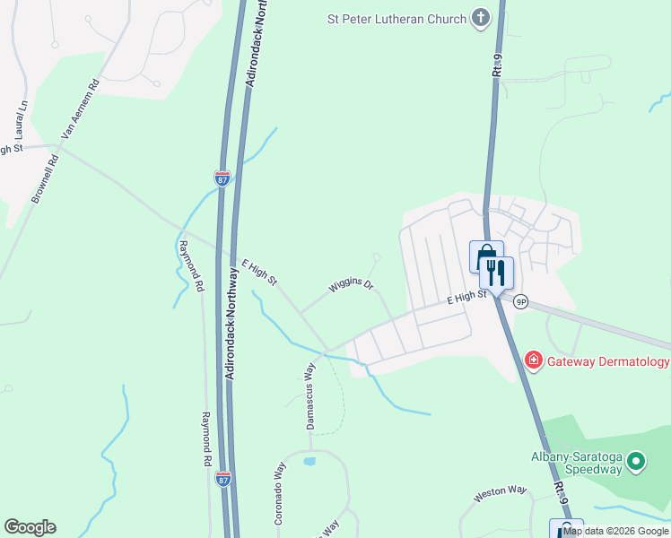 map of restaurants, bars, coffee shops, grocery stores, and more near 439 East High Street in Ballston Spa