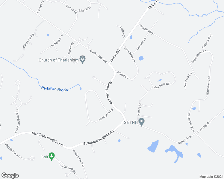 map of restaurants, bars, coffee shops, grocery stores, and more near 147 Bunker Hill Avenue in Stratham
