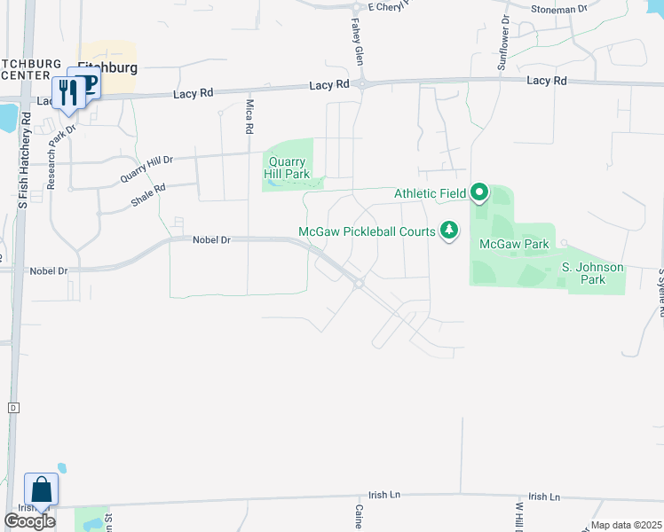 map of restaurants, bars, coffee shops, grocery stores, and more near 2600 Smoky Trail in Fitchburg