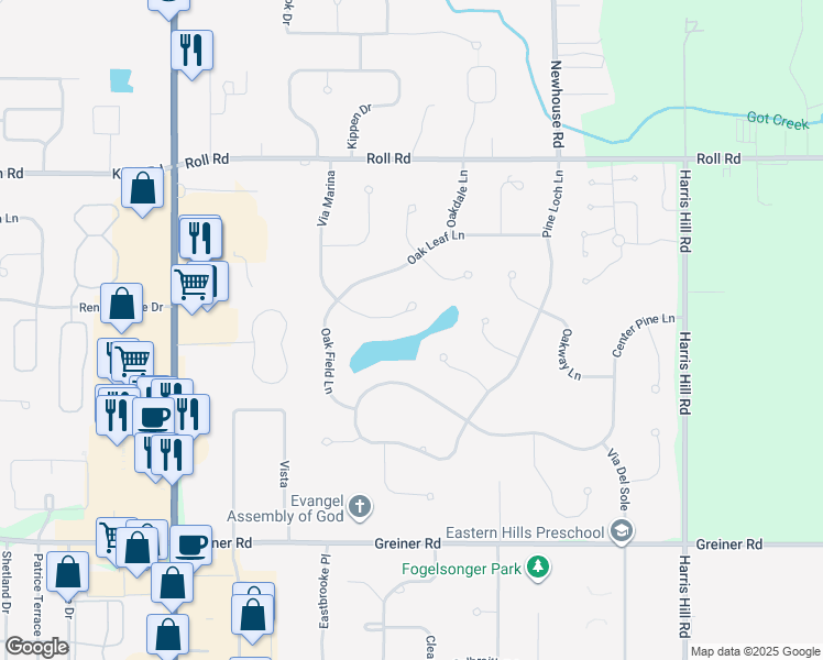 map of restaurants, bars, coffee shops, grocery stores, and more near 5482 Via Marina in Buffalo