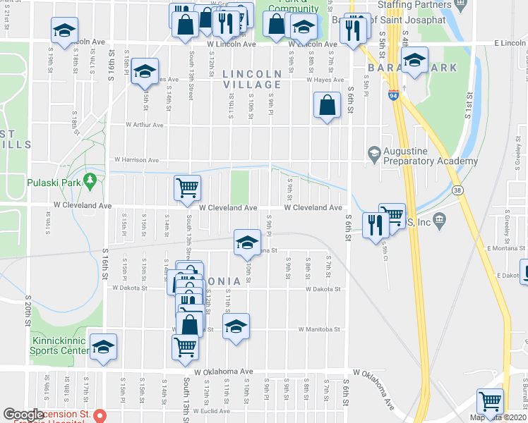 map of restaurants, bars, coffee shops, grocery stores, and more near 2675 South 9th Place in Milwaukee