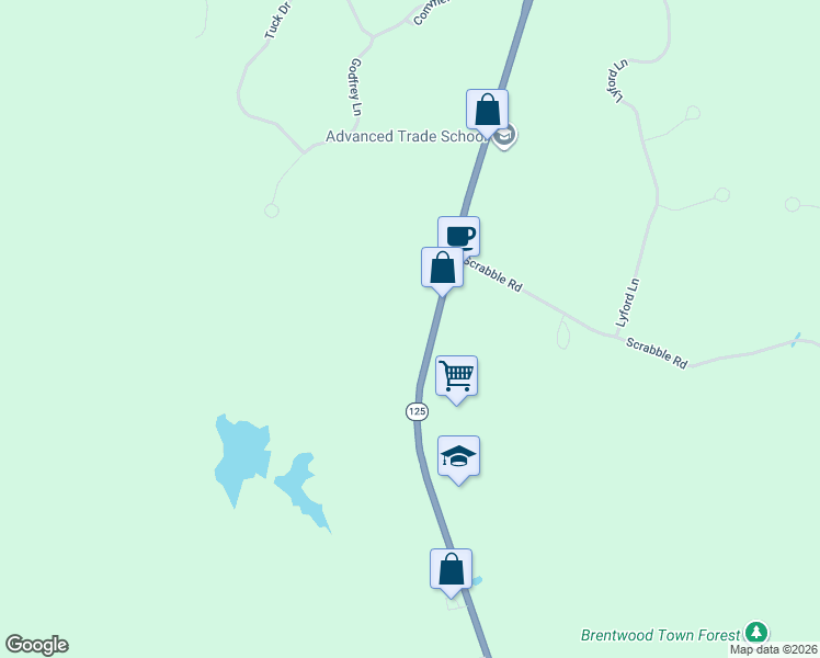 map of restaurants, bars, coffee shops, grocery stores, and more near 300 Calef Highway in Brentwood