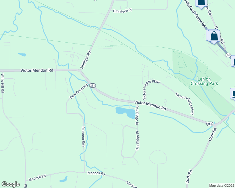 map of restaurants, bars, coffee shops, grocery stores, and more near 7554 Victor Mendon Road in Victor