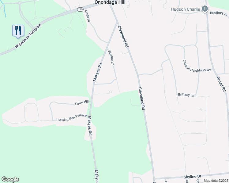 map of restaurants, bars, coffee shops, grocery stores, and more near 4792 Countryside Drive in Syracuse