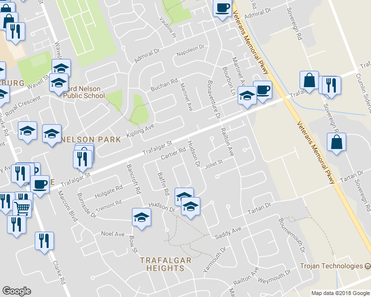 map of restaurants, bars, coffee shops, grocery stores, and more near 97 Cartier Road in London