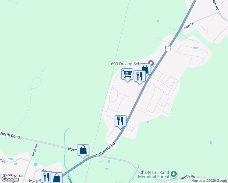 map of restaurants, bars, coffee shops, grocery stores, and more near 1 Slippery Rock Drive in North Hampton