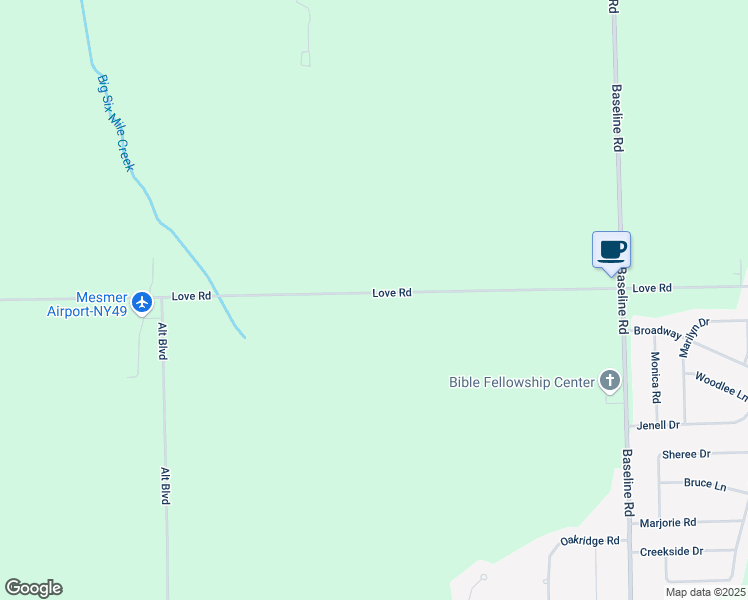 map of restaurants, bars, coffee shops, grocery stores, and more near 2286 Love Road in Erie County