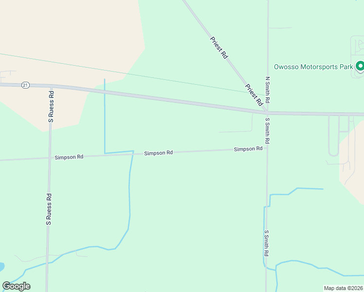 map of restaurants, bars, coffee shops, grocery stores, and more near 3000-3652 Simpson Road in Owosso