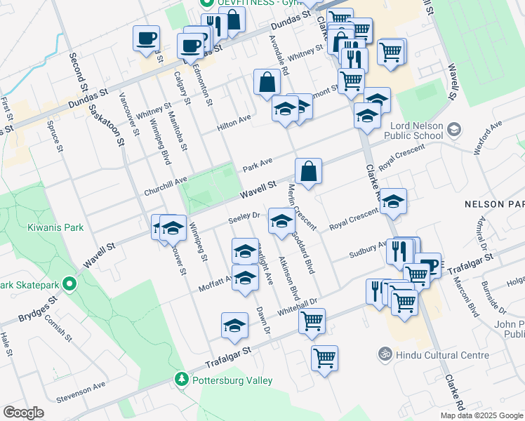 map of restaurants, bars, coffee shops, grocery stores, and more near 1756 Seeley Drive in London
