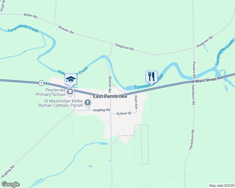 map of restaurants, bars, coffee shops, grocery stores, and more near 2613 Main Street in Corfu