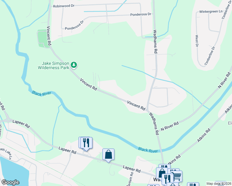 map of restaurants, bars, coffee shops, grocery stores, and more near 3082 Vincent Road in North Street