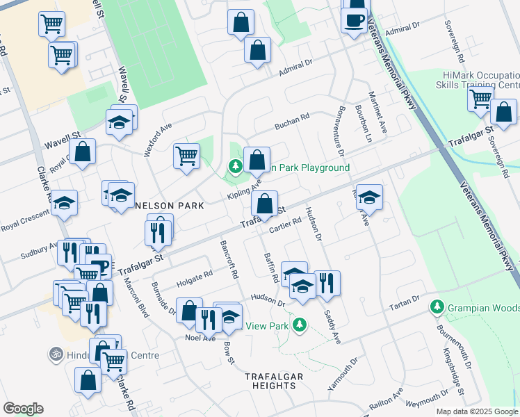 map of restaurants, bars, coffee shops, grocery stores, and more near 61 Wellesley Crescent in London