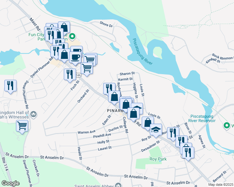 map of restaurants, bars, coffee shops, grocery stores, and more near 24 Plummer Street in Manchester
