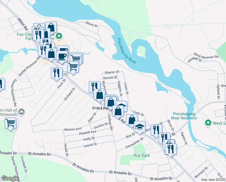 map of restaurants, bars, coffee shops, grocery stores, and more near 11 Plummer Street in Goffstown