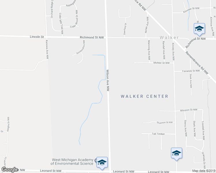 map of restaurants, bars, coffee shops, grocery stores, and more near 1691 Wilson Avenue Northwest in Grand Rapids