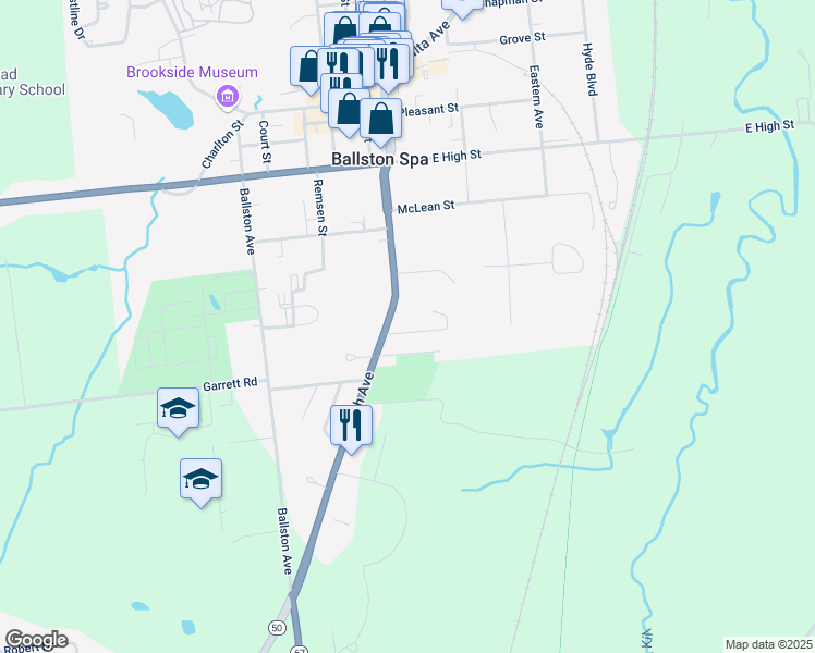 map of restaurants, bars, coffee shops, grocery stores, and more near 21 Lewis Street in Ballston Spa