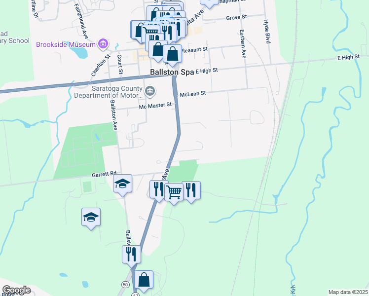 map of restaurants, bars, coffee shops, grocery stores, and more near 21 Lewis Street in Ballston Spa