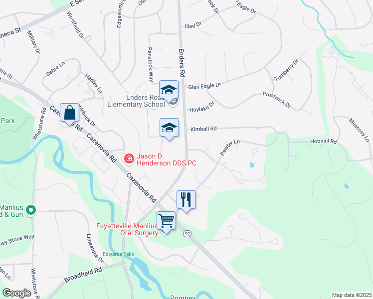 map of restaurants, bars, coffee shops, grocery stores, and more near 4645 Enders Road in Manlius