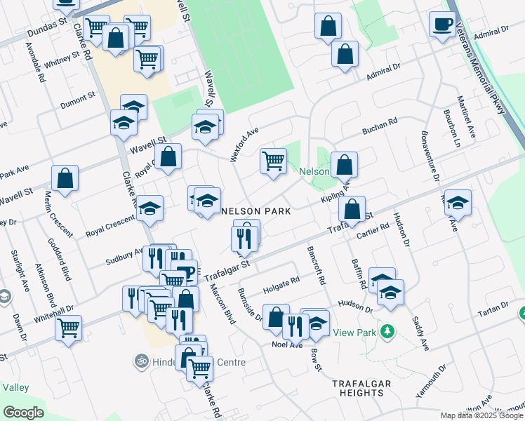 map of restaurants, bars, coffee shops, grocery stores, and more near 1 Wexford Avenue in London