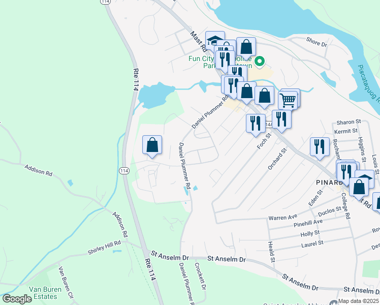 map of restaurants, bars, coffee shops, grocery stores, and more near 7 Foxtail Lane in Goffstown