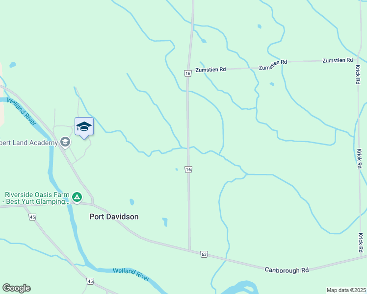 map of restaurants, bars, coffee shops, grocery stores, and more near 584 Port Davidson Road in Wellandport