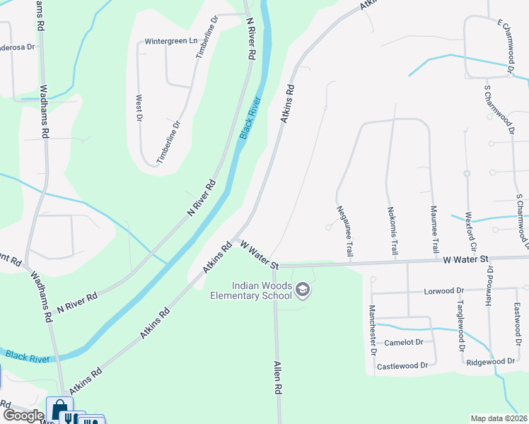 map of restaurants, bars, coffee shops, grocery stores, and more near 4973 Atkins Road in North Street