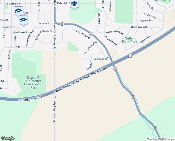 map of restaurants, bars, coffee shops, grocery stores, and more near 1201 Temple Drive in Mount Horeb