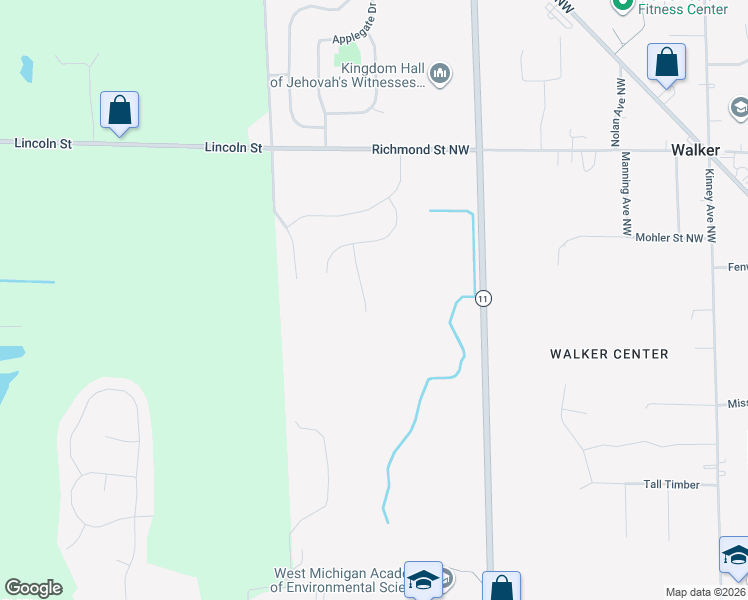 map of restaurants, bars, coffee shops, grocery stores, and more near 4609 Gordonshire Northwest in Grand Rapids