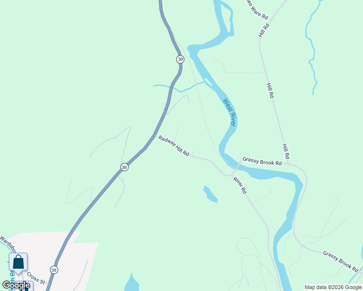 map of restaurants, bars, coffee shops, grocery stores, and more near 40 Radway Hill in Newfane