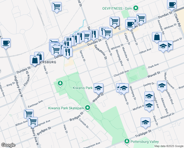 map of restaurants, bars, coffee shops, grocery stores, and more near in London