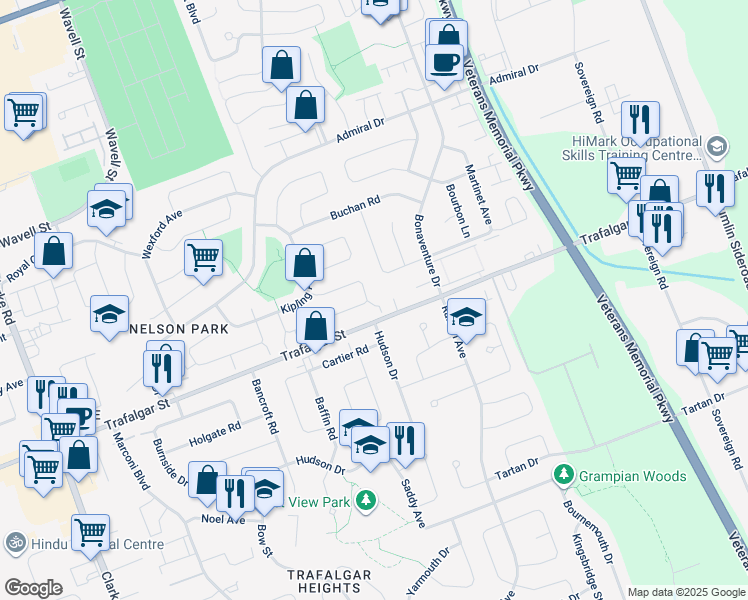 map of restaurants, bars, coffee shops, grocery stores, and more near 67 Martinet Avenue in London