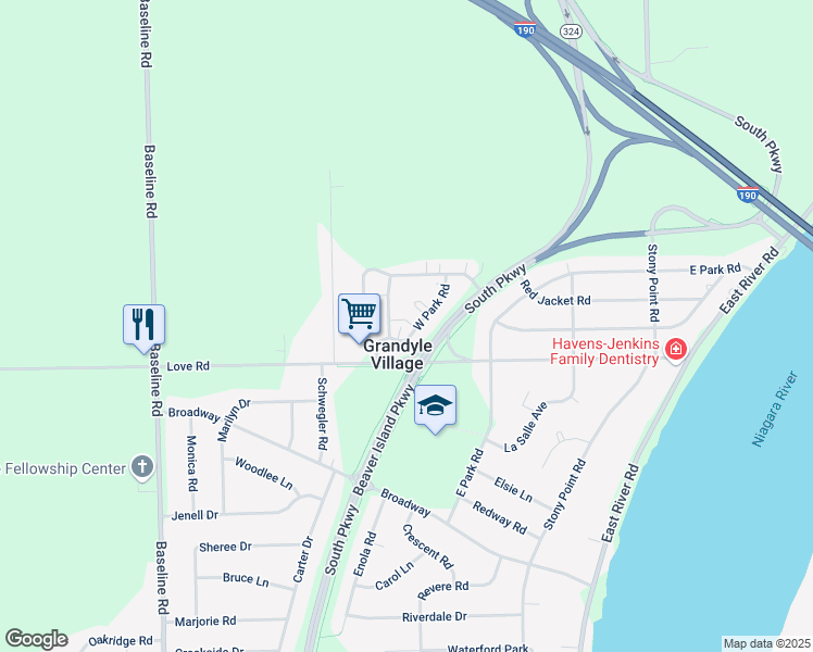 map of restaurants, bars, coffee shops, grocery stores, and more near 53 Blackmon Road in Grand Island