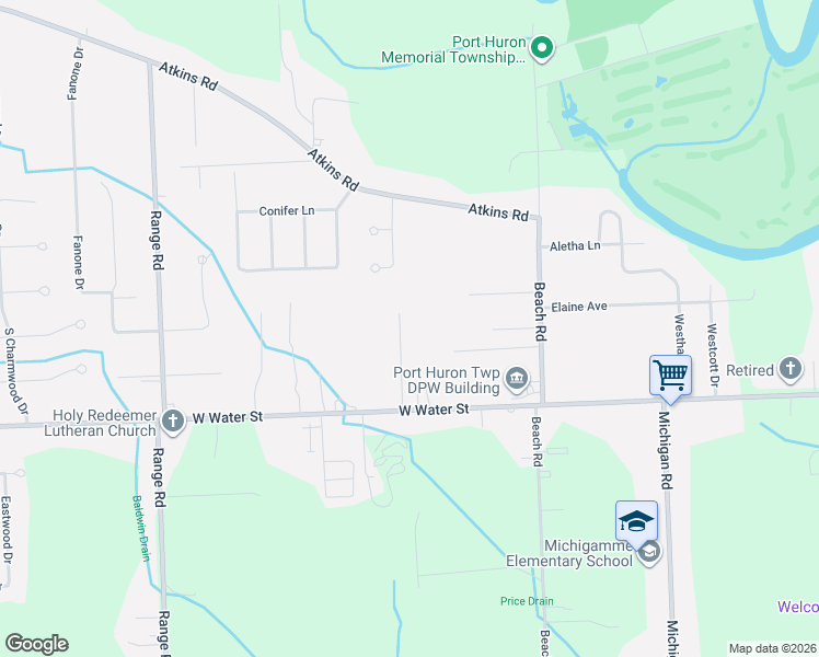 map of restaurants, bars, coffee shops, grocery stores, and more near 3096 McPherson Drive in Port Huron