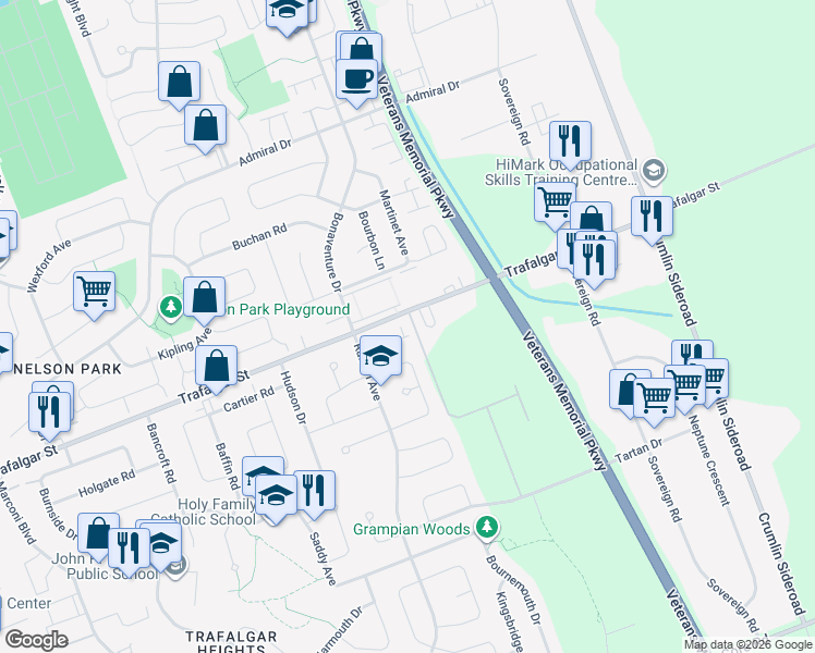 map of restaurants, bars, coffee shops, grocery stores, and more near 975 Railton Avenue in London