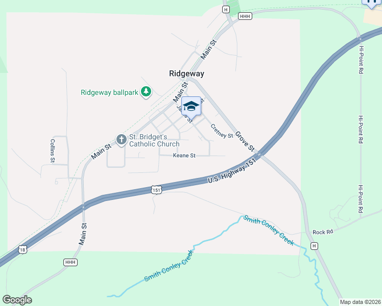 map of restaurants, bars, coffee shops, grocery stores, and more near 112 Keane Street in Ridgeway