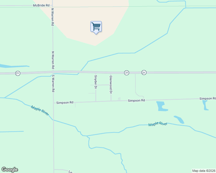 map of restaurants, bars, coffee shops, grocery stores, and more near 152-198 Glenwood Drive in Ovid