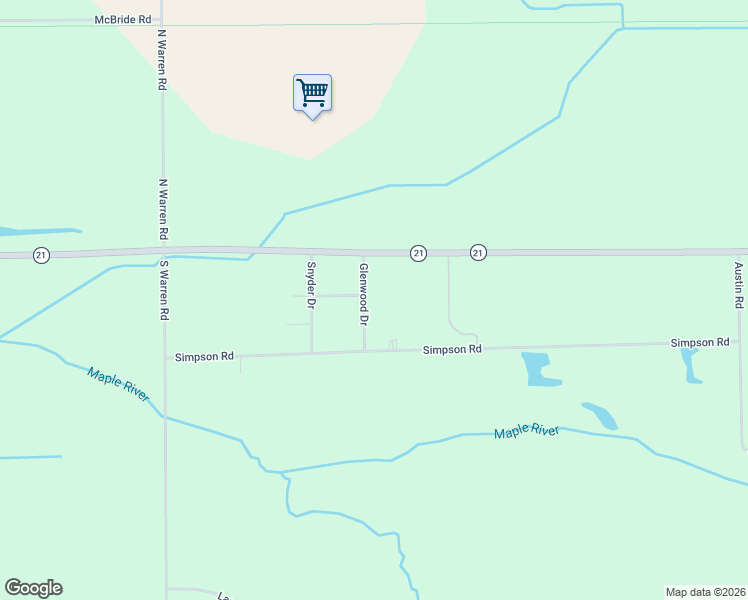 map of restaurants, bars, coffee shops, grocery stores, and more near 175 Glenwood Drive in Ovid