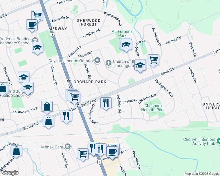 map of restaurants, bars, coffee shops, grocery stores, and more near 8 Ranson Place in London