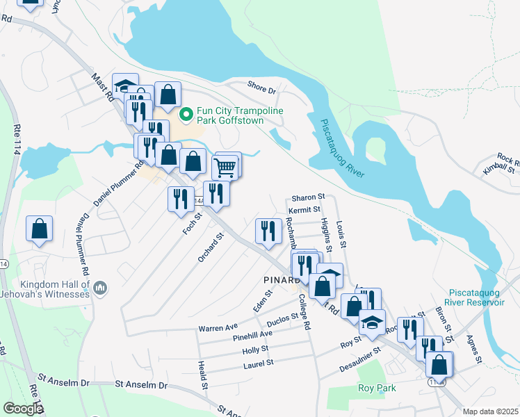 map of restaurants, bars, coffee shops, grocery stores, and more near 2 Moreau Street in Manchester