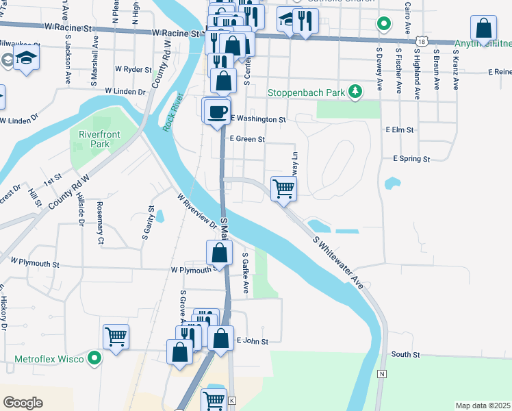 map of restaurants, bars, coffee shops, grocery stores, and more near 806 South Center Avenue in Jefferson