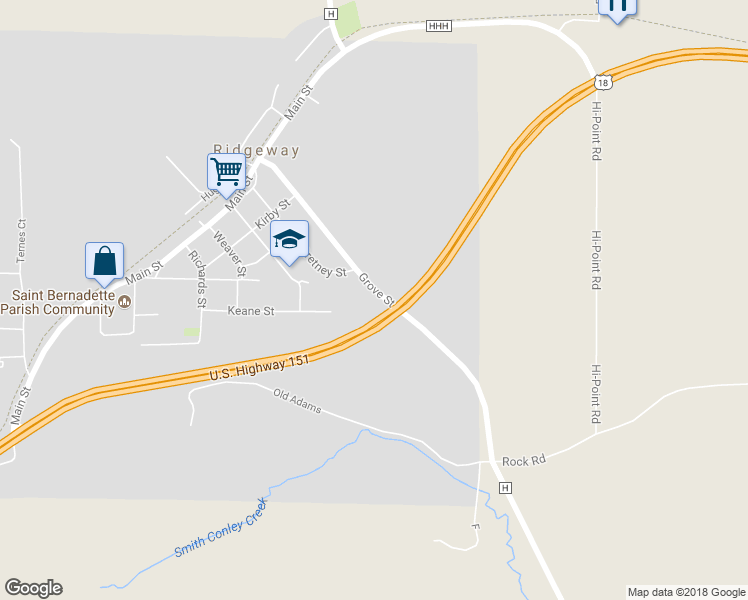 map of restaurants, bars, coffee shops, grocery stores, and more near 222 Grove Street in Ridgeway