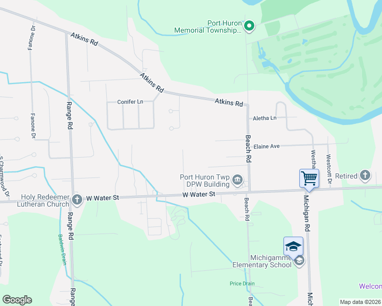 map of restaurants, bars, coffee shops, grocery stores, and more near 3096 McPherson Drive in Port Huron