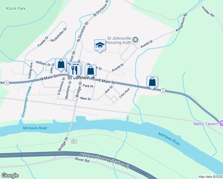 map of restaurants, bars, coffee shops, grocery stores, and more near 15 Ann Street in Saint Johnsville