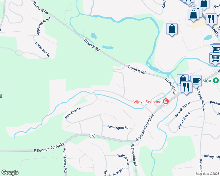 map of restaurants, bars, coffee shops, grocery stores, and more near 4650 Glencliffe Rd in Manlius