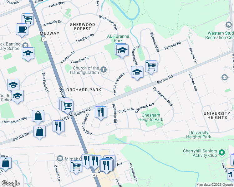 map of restaurants, bars, coffee shops, grocery stores, and more near 529 Leyton Crescent in London