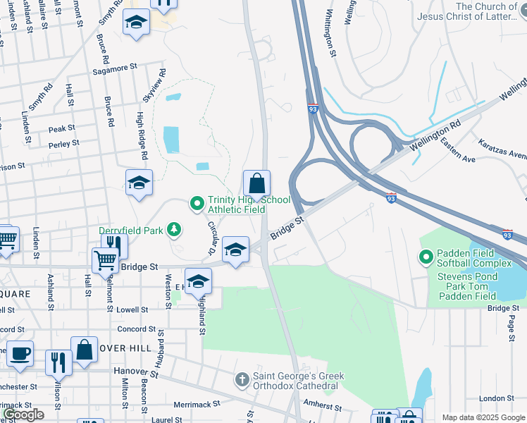 map of restaurants, bars, coffee shops, grocery stores, and more near in Manchester