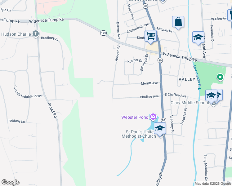 map of restaurants, bars, coffee shops, grocery stores, and more near 272 Chaffee Avenue in Syracuse