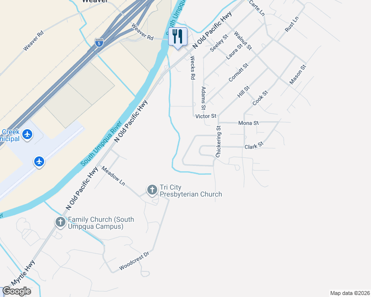 map of restaurants, bars, coffee shops, grocery stores, and more near 271 Donald Terrace in Myrtle Creek