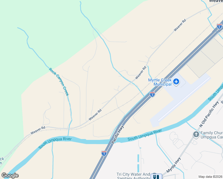 map of restaurants, bars, coffee shops, grocery stores, and more near 1311 Weaver Road in Myrtle Creek